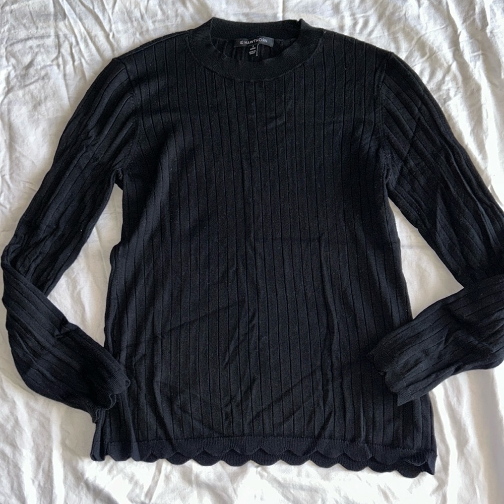 Black Crewneck Top - 41 Hawthorn - Women’s Size Small Petite